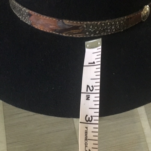 Black Wool Felt Hat w Feather Band - Picture 11 of 13